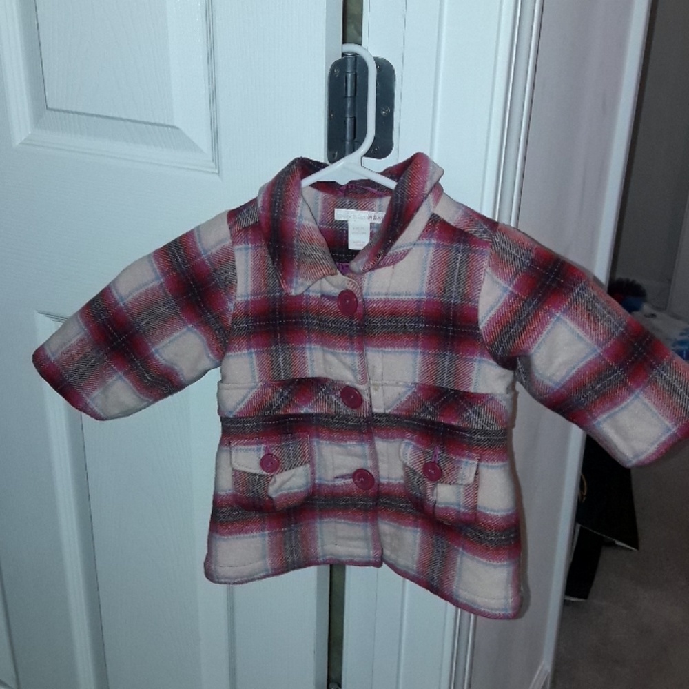 H&M Infant Girl Plaid Pea Coat 6-9